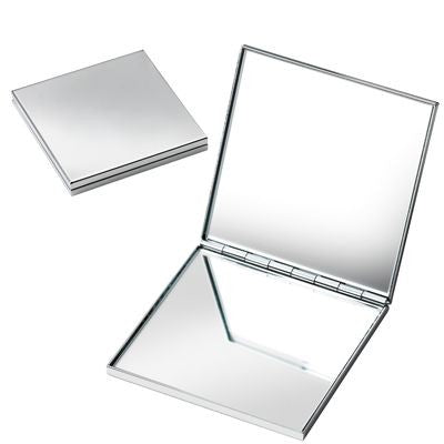 Branded Promotional SQUARE SILVER CHROME METAL DOUBLE MIRROR Mirror From Concept Incentives.