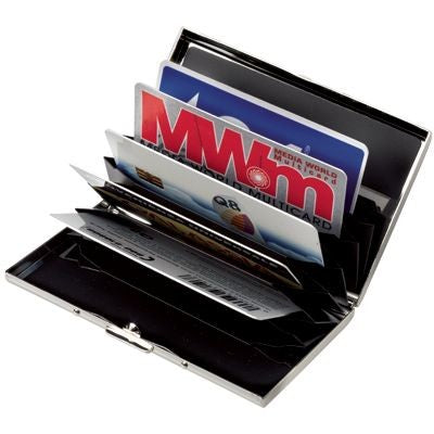 Branded Promotional CREDIT CARD HOLDER in Silver Chrome Metal Credit Card Holder From Concept Incentives.