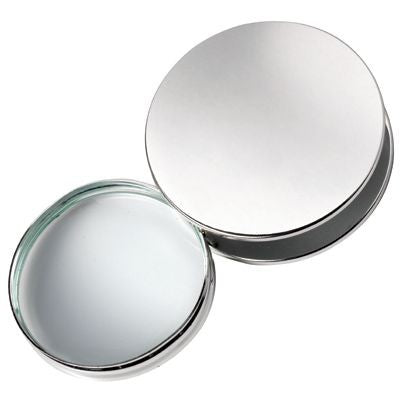 Branded Promotional ROUND MAGNIFIER GLASS in Silver Chrome Metal Magnifier From Concept Incentives.