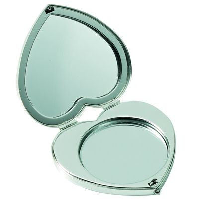 Branded Promotional HEART SHAPE HANDBAG MIRROR in Silver Chrome Metal Mirror From Concept Incentives.