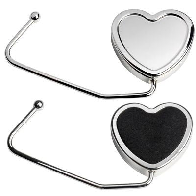 Branded Promotional HEART SHAPE HANDBAG HANGER HOOK in Silver Metal Handbag Hanger From Concept Incentives.