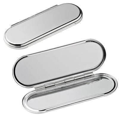 Branded Promotional LUNA SILVER METAL COMPACT POCKET MIRROR Mirror From Concept Incentives.