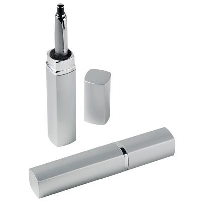 Branded Promotional SQUARE PEN PRESENTATION TUBE in Silver Pen Presentation Tube From Concept Incentives.