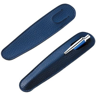 Branded Promotional PEN PRESENTATION SLEEVE in Blue Faux Leather Pen Presentation Pouch From Concept Incentives.