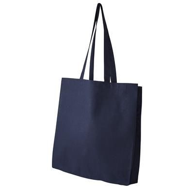 Branded Promotional ENDEAVOUR COTTON SHOPPER TOTE BAG in Navy with Side & Base Gussets for Extra Carrying Capacity Bag From Concept Incentives.