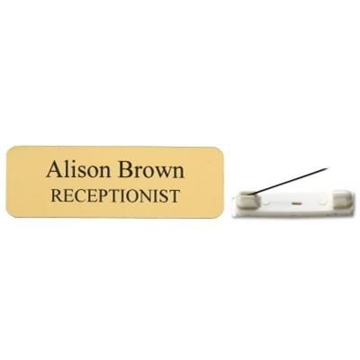 Branded Promotional CUSTOMISED ENGRAVED NAME BADGE 75 X 25MM Badge From Concept Incentives.