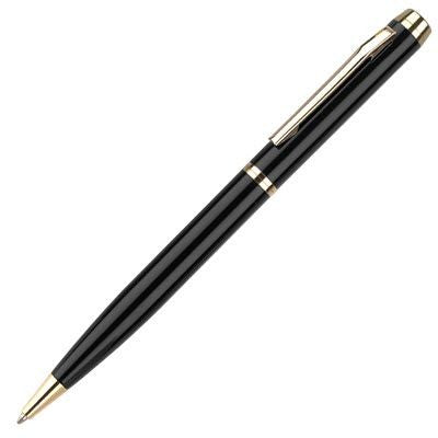 Branded Promotional ENVOY ROLLERBALL PEN in Black with Gold Gilt Trim Pen From Concept Incentives.