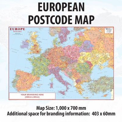 Branded Promotional EUROPEAN POSTCODE MAP Map From Concept Incentives.