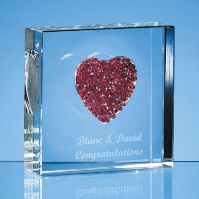 Branded Promotional RED DIAMANTE HEART PAPERWEIGHT Paperweight From Concept Incentives.