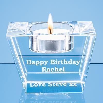 Branded Promotional 7CM OPTICAL CYRSTAL TAPERED TEALIGHT HOLDER Candle Holder From Concept Incentives.