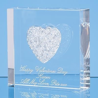 Branded Promotional 7CM WHITE DIAMANTE HEART PAPERWEIGHT Paperweight From Concept Incentives.