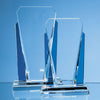 Branded Promotional 25CM CLEAR TRANSPARENT & SAPPHIRE BLUE OPTICAL CRYSTAL SENTINEL AWARD Award From Concept Incentives.