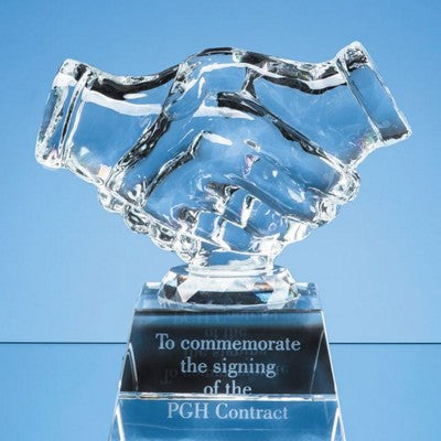 Branded Promotional OPTICAL CRYSTAL HANDSHAKE AWARD Award From Concept Incentives.