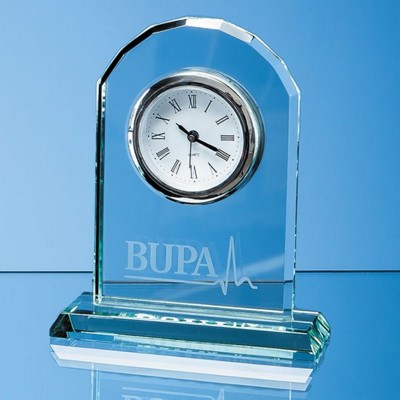 Branded Promotional 15CM JADE GLASS ARCH CLOCK Clock From Concept Incentives.