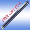 Branded Promotional EVOLUTION BALL PEN in Blue with Silver Trim Pen From Concept Incentives.