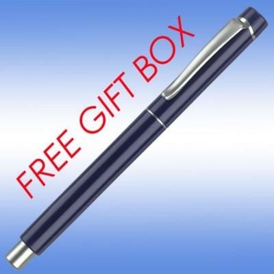 Branded Promotional EVOLUTION ROLLERBALL PEN in Blue with Silver Trim Pen From Concept Incentives.