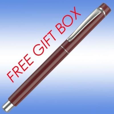 Branded Promotional EVOLUTION ROLLERBALL PEN in Burgundy with Silver Trim Pen From Concept Incentives.