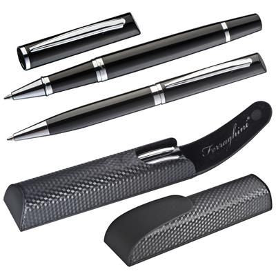 Branded Promotional CARBON FERRAGHINI METAL WRITING SET Pen Set From Concept Incentives.