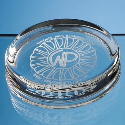 Branded Promotional 9CM LARGE ROUND GLASS PAPERWEIGHT Paperweight From Concept Incentives.