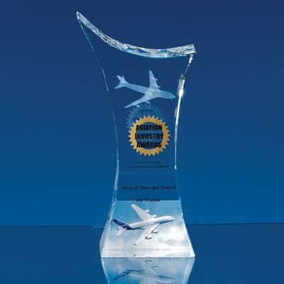 Branded Promotional 23CM OPTICAL CRYSTAL POINTED SLOPE AWARD Award From Concept Incentives.