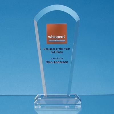 Branded Promotional 24CM OPTICAL CRYSTAL HALF MOON ARCH AWARD Award From Concept Incentives.