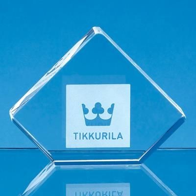 Branded Promotional 8CM OPTICAL CRYSTAL STAND UP DIAMOND PAPERWEIGHT Award From Concept Incentives.
