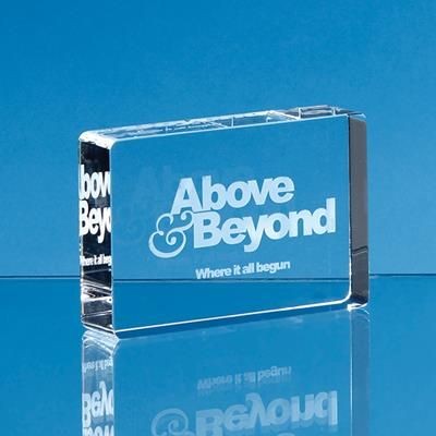 Branded Promotional 9CM OPTICAL CRYSTAL STAND UP RECTANGULAR PAPERWEIGHT Award From Concept Incentives.