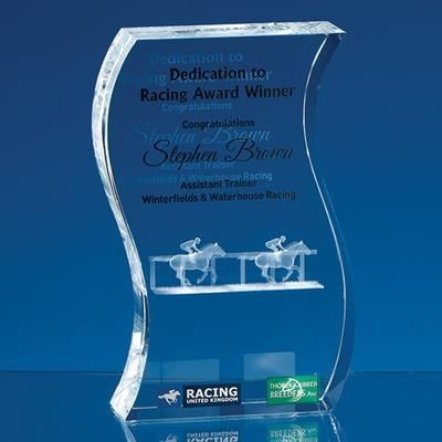 Branded Promotional 15CM OPTICAL CRYSTAL FREESTANDING WAVE AWARD Award From Concept Incentives.