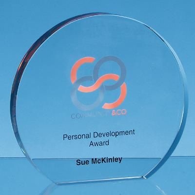 Branded Promotional 12X19MM CLEAR TRANSPARENT GLASS FREESTANDING CIRCLE AWARD Award From Concept Incentives.