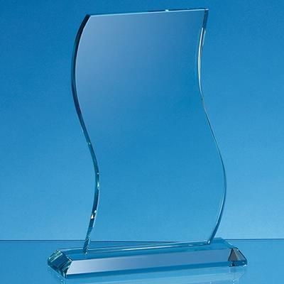 Branded Promotional 15X10X15MM JADE GLASS WAVE AWARD Award From Concept Incentives.