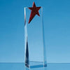 Branded Promotional 18CM OPTICAL CRYSTAL RECTANGULAR with Brilliant Red Star Award Award From Concept Incentives.
