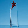 Branded Promotional 24CM OPTICAL CRYSTAL RECTANGULAR with Brilliant Red Star Award Award From Concept Incentives.