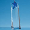 Branded Promotional 24CM OPTICAL CRYSTAL RECTANGULAR with Cobalt Blue Star Award Award From Concept Incentives.