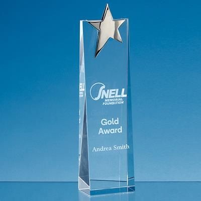 Branded Promotional 17CM OPTICAL CRYSTAL RECTANGULAR with Bronze Star Award From Concept Incentives.