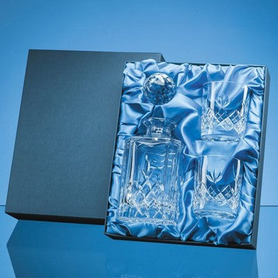 Branded Promotional 3PC BLENHEIM LEAD CRYSTAL FULL CUT WHISKY GIFT SET Award From Concept Incentives.