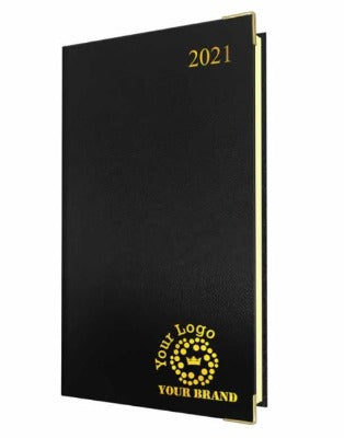 Branded Promotional FINEGRAIN DELUXE WEEK TO VIEW POCKET DIARY in Black from Concept Incentives