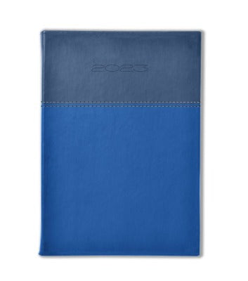 Branded Promotional HORIZON BICOLOUR A5 DAY PER PAGE DESK DIARY in Blue from Concept Incentives