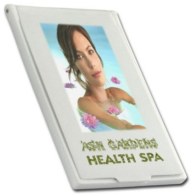 Branded Promotional SQUARE FOLDING COMPACT MIRROR in White Mirror From Concept Incentives.