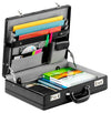 Branded Promotional FALCON LEATHER EXPANDABLE ATTACHE BRIEFCASE CASE in Black Briefcase From Concept Incentives.