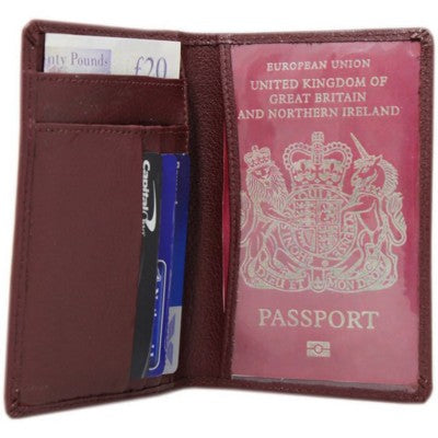 Branded Promotional FALCON LEATHER PASSPORT HOLDER-WALLET in Burgundy Passport Holder Wallet From Concept Incentives.