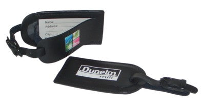 Branded Promotional FALCON LEATHER LUGGAGE TAG in Black Luggage Tag From Concept Incentives.