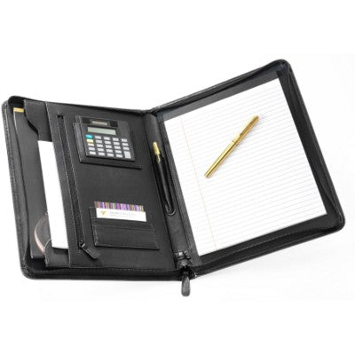 Branded Promotional FALCON A4 LEATHER IPAD TABLET CONFERENCE FOLDER with Calculator in Black Conference Folder &amp; Calculator From Concept Incentives.