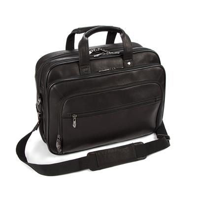 Branded Promotional FALCON COLOMBIAN LEATHER 15 INCH LAPTOP & TABLET DOUBLE HANDLE BRIEFCASE BAG in Black Bag From Concept Incentives.