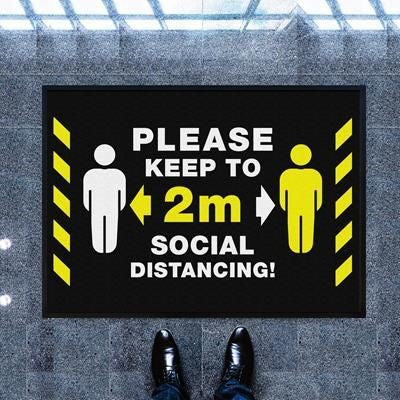 Branded Promotional SOCIAL DISTANCING BLACK WORKPLACE MAT Mat From Concept Incentives.