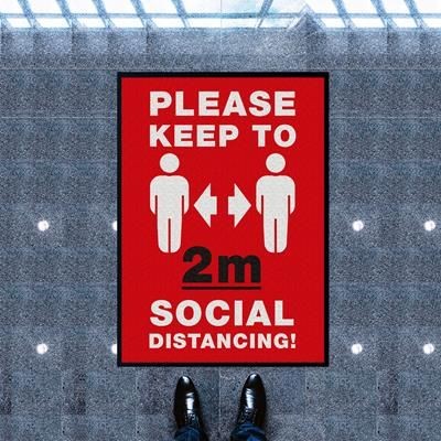 Branded Promotional SOCIAL DISTANCING RED WORKPLACE MAT Mat From Concept Incentives.