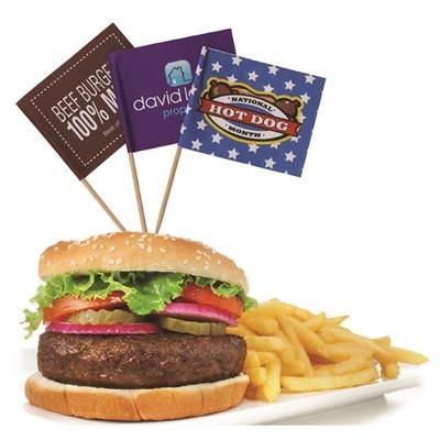 Branded Promotional HAMBURGER & PARTY FOOD PICK Flag From Concept Incentives.