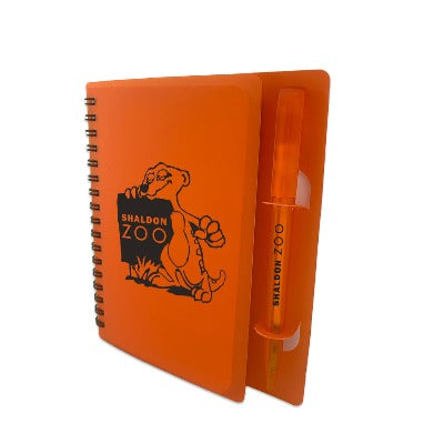 Branded Promotional FROSTED EXECUTIVE SPIRAL CONFERENCE NOTE PAD & BALL PEN SET in Orange Notebook from Concept Incentives