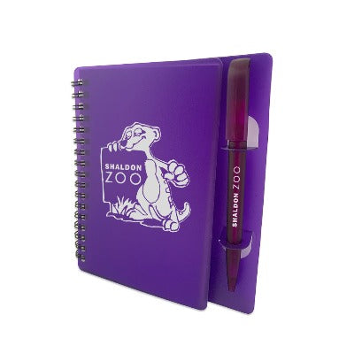 Branded Promotional FROSTED EXECUTIVE SPIRAL CONFERENCE NOTE PAD & BALL PEN SET in Purple Notebook from Concept Incentives
