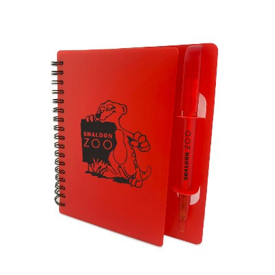 Branded Promotional FROSTED EXECUTIVE SPIRAL CONFERENCE NOTE PAD & BALL PEN SET in Red Notebook from Concept Incentives