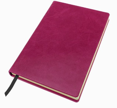 Branded Promotional POCKET CASEBOUND NOTE BOOK in Kensington Nappa Leather in Fuchsia Notebook from Concept Incentives